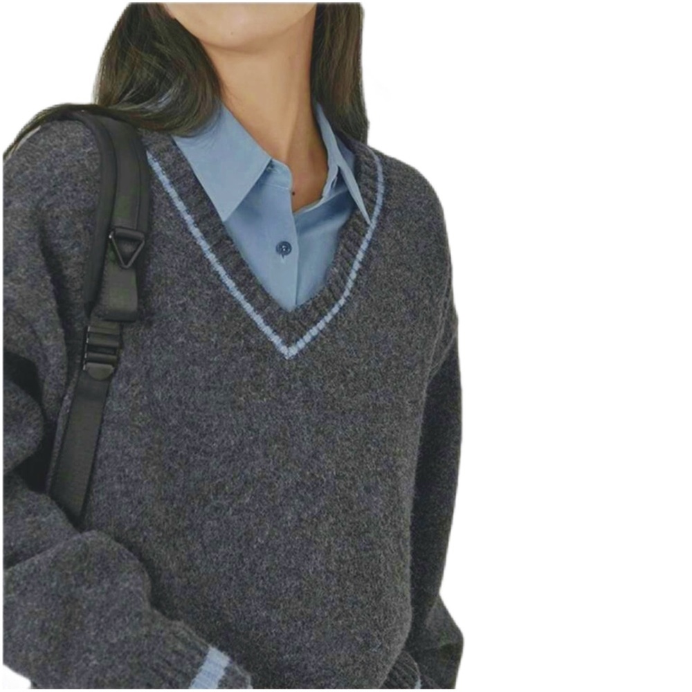 Grey V-Neck Sweater